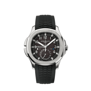 A watch with black face and strap on white background