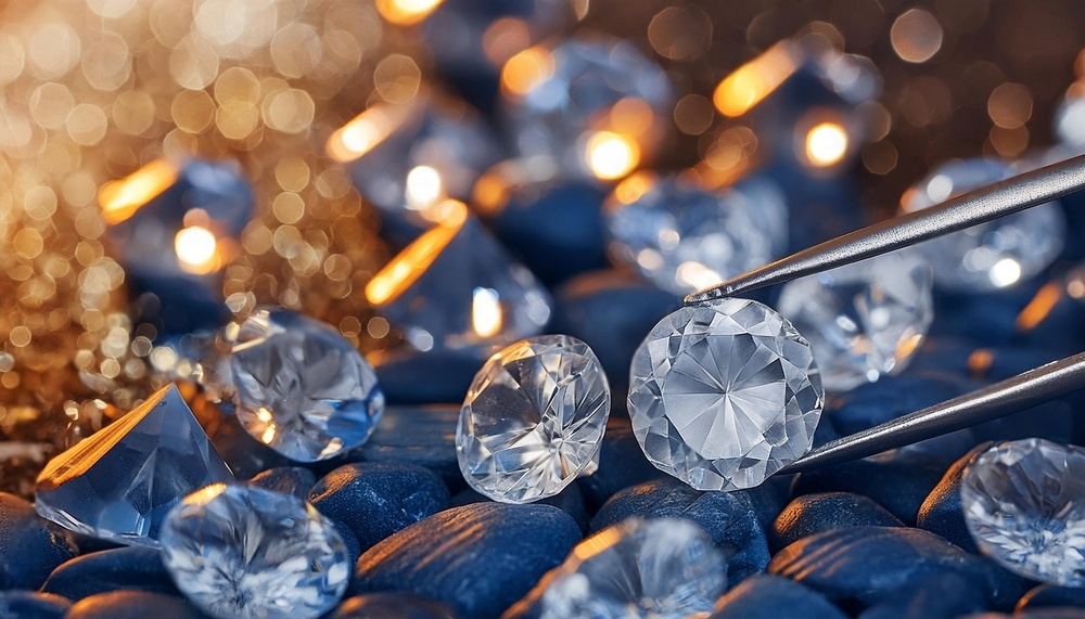 A close up of a diamond with a person holding it