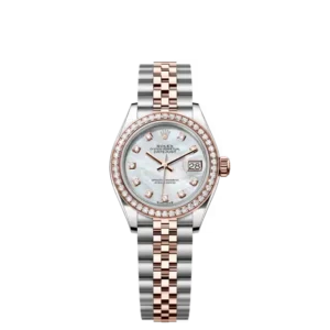Lady Date-just – Oyster, 28 mm, Oystersteel, Everose gold and diamonds