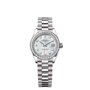 Lady Date-just – Oyster, 28 mm, white gold and diamonds