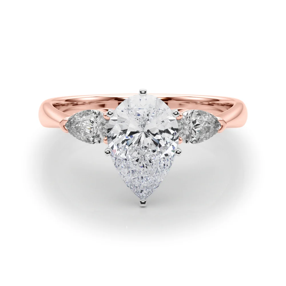 Pear Accent Three-Stone Engagement Ring - Image 100