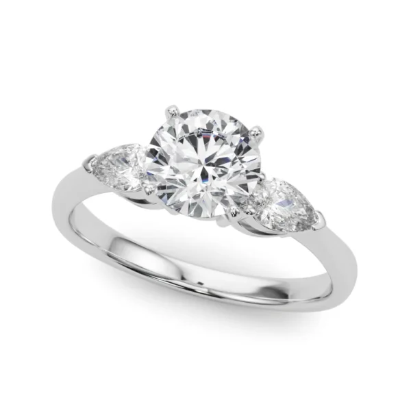 Pear Accent Three-Stone Engagement Ring