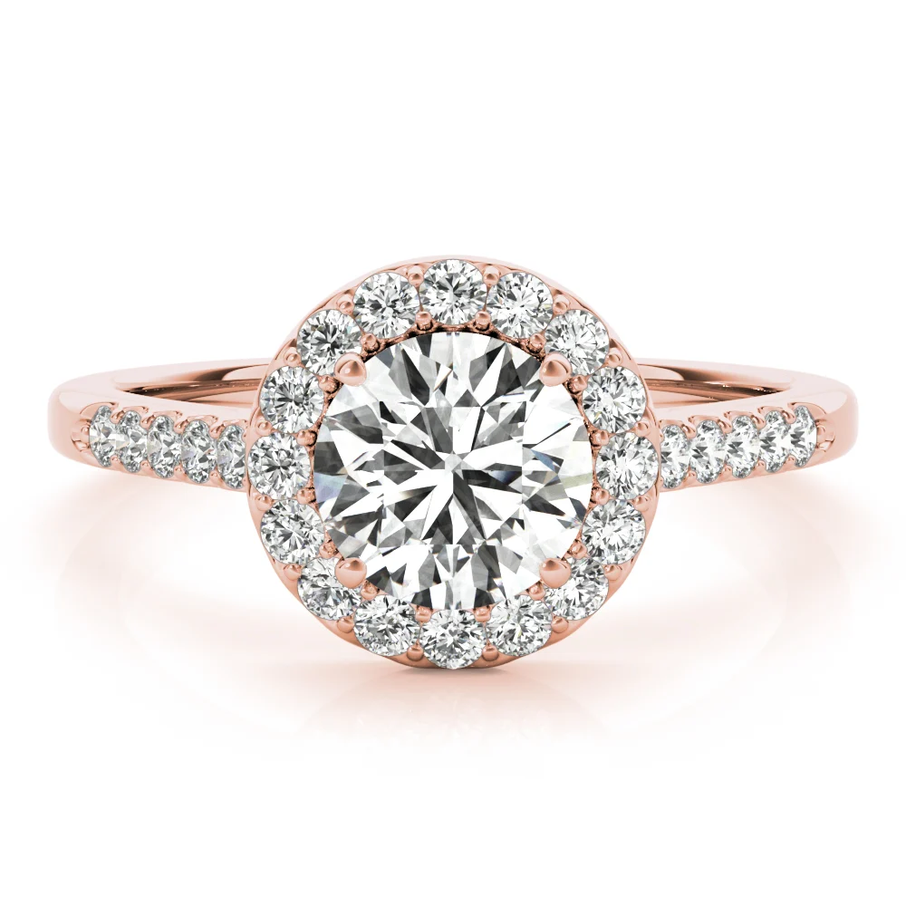 Round Halo Single Row Engagement Ring - Image 12