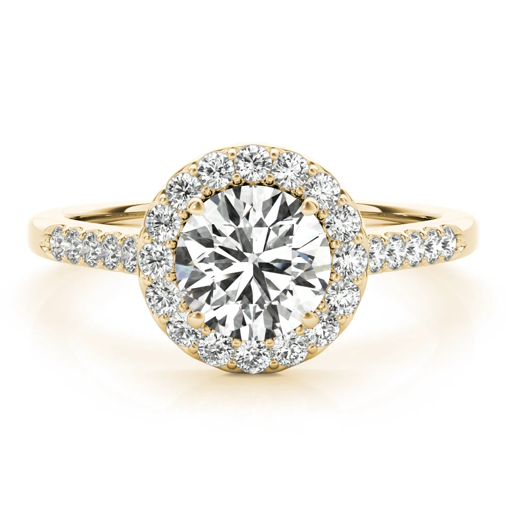Round Halo Single Row Engagement Ring - Image 8