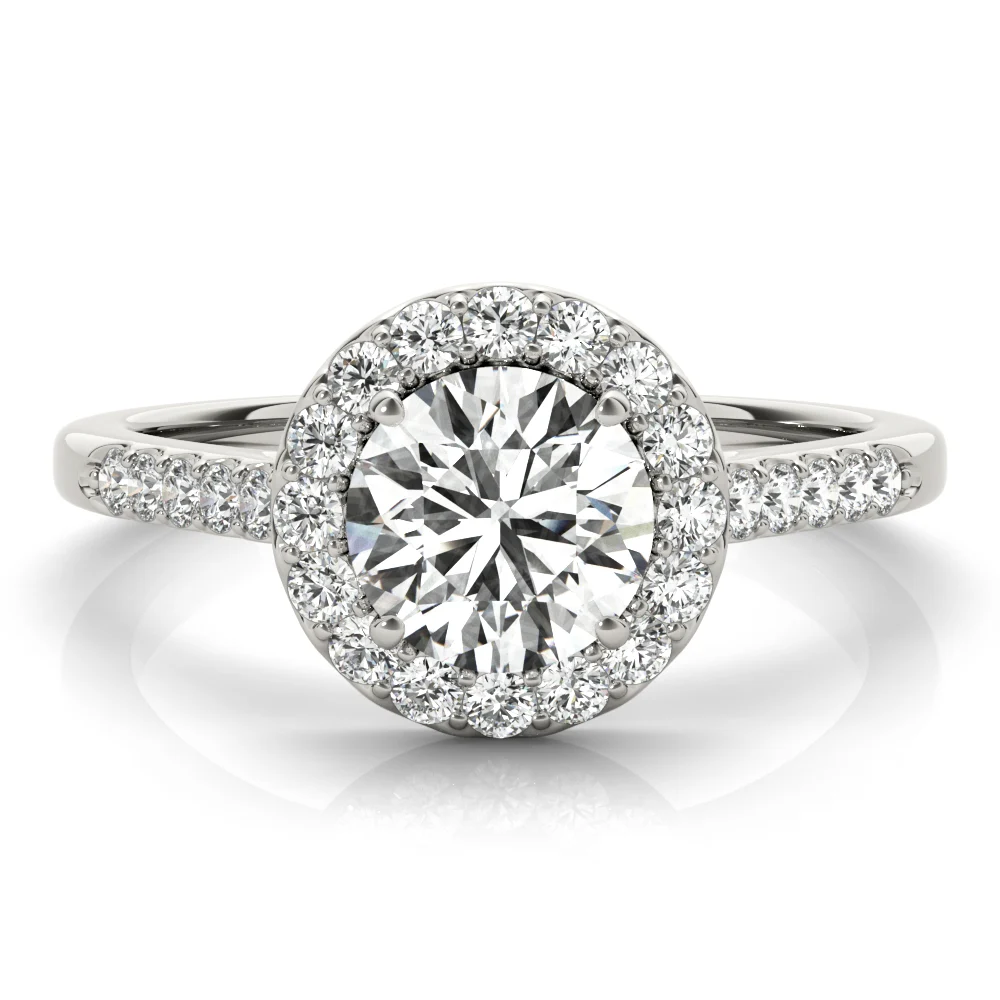 Round Halo Single Row Engagement Ring - Image 4