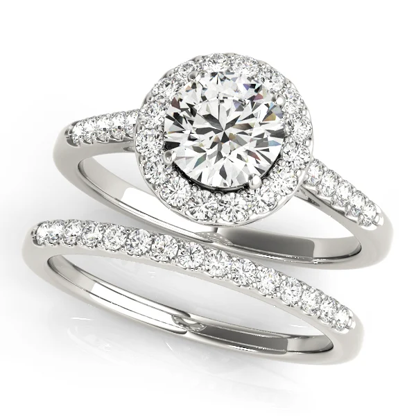 Round Halo Single Row Engagement Ring - Image 3
