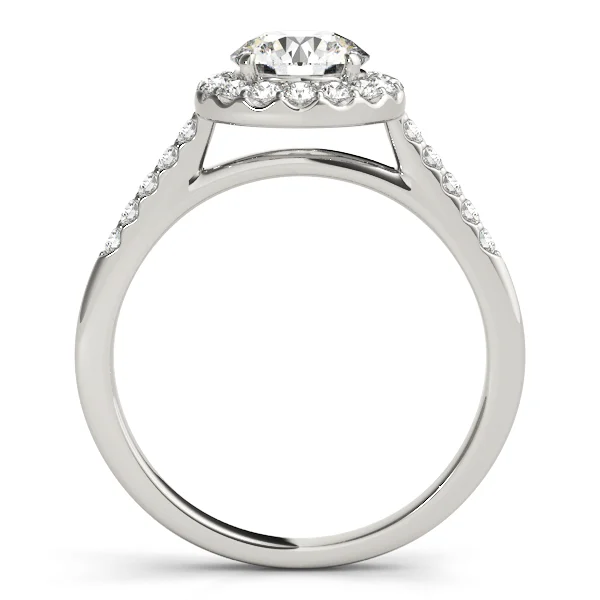 Round Halo Single Row Engagement Ring - Image 2