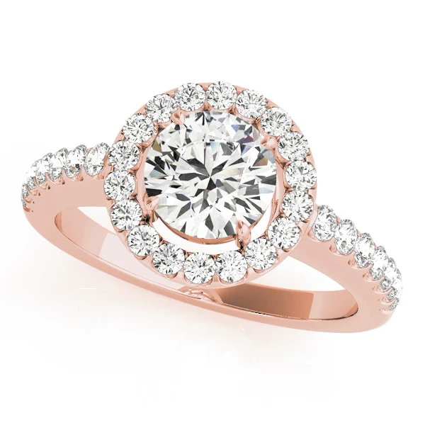 Single Row Halo Round Engagement Ring - Image 7