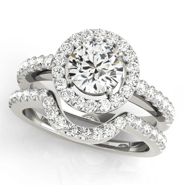 Single Row Halo Round Engagement Ring - Image 3