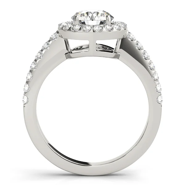 Single Row Halo Round Engagement Ring - Image 2
