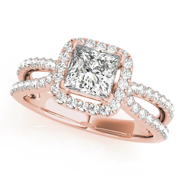 Split Shank Princess Cut Halo Engagement Ring - Image 7