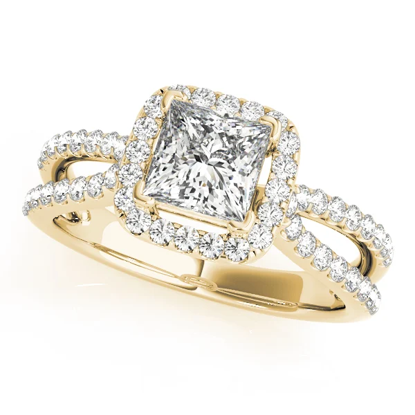Split Shank Princess Cut Halo Engagement Ring - Image 4