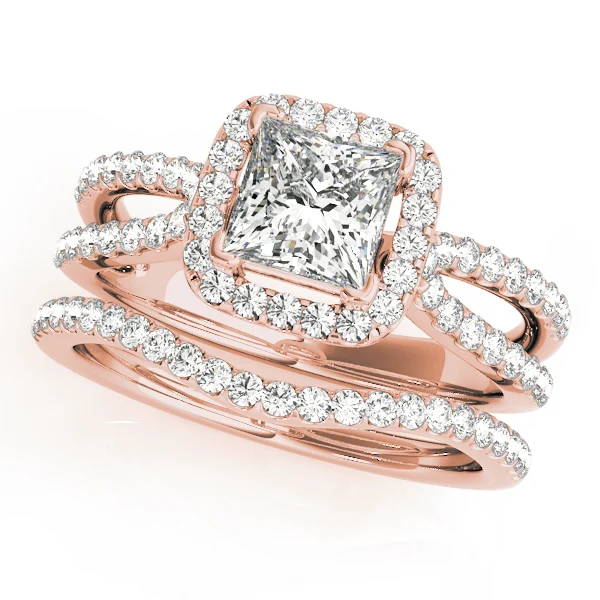 Split Shank Princess Cut Halo Engagement Ring - Image 9