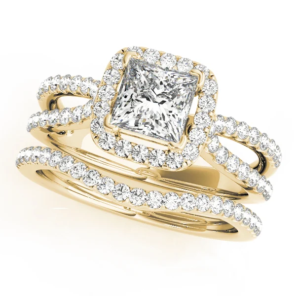 Split Shank Princess Cut Halo Engagement Ring - Image 6