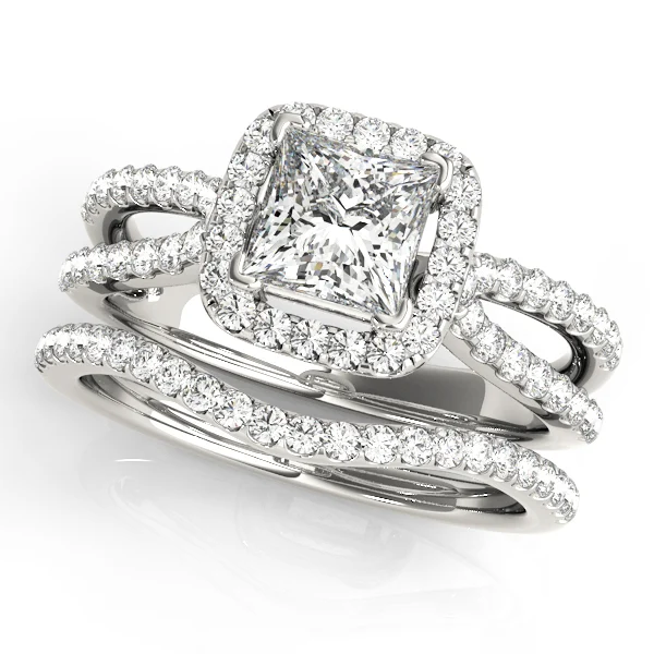 Split Shank Princess Cut Halo Engagement Ring - Image 3