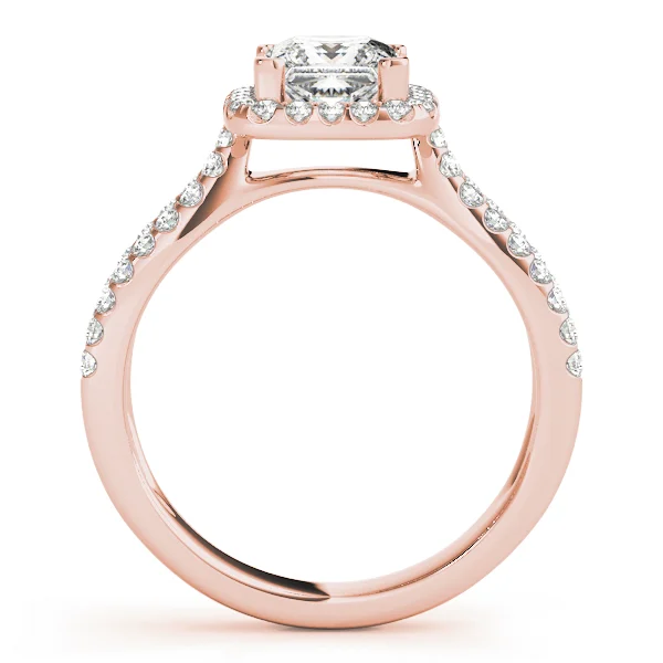 Split Shank Princess Cut Halo Engagement Ring - Image 8