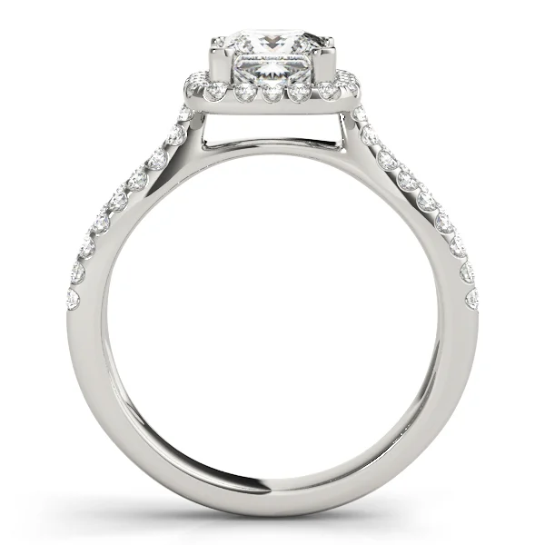 Split Shank Princess Cut Halo Engagement Ring - Image 2