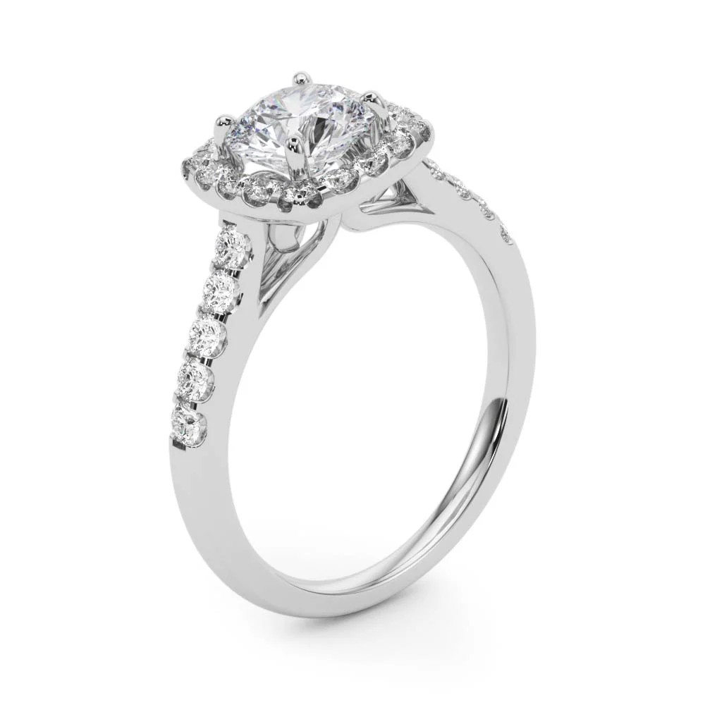 Round Diamond Engagement Ring, Cushion Halo - Image 4