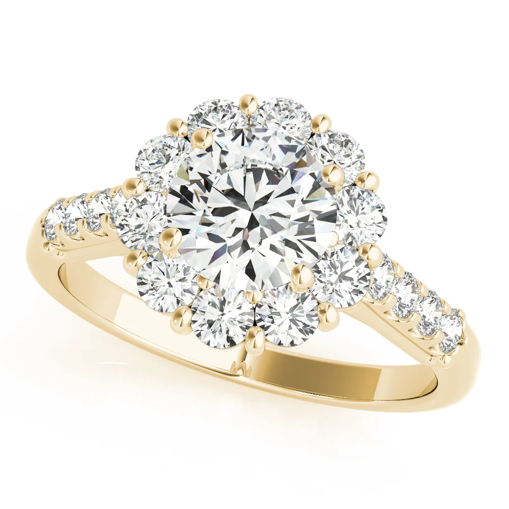 Single Row Prong Halo Engagement Ring - Image 5