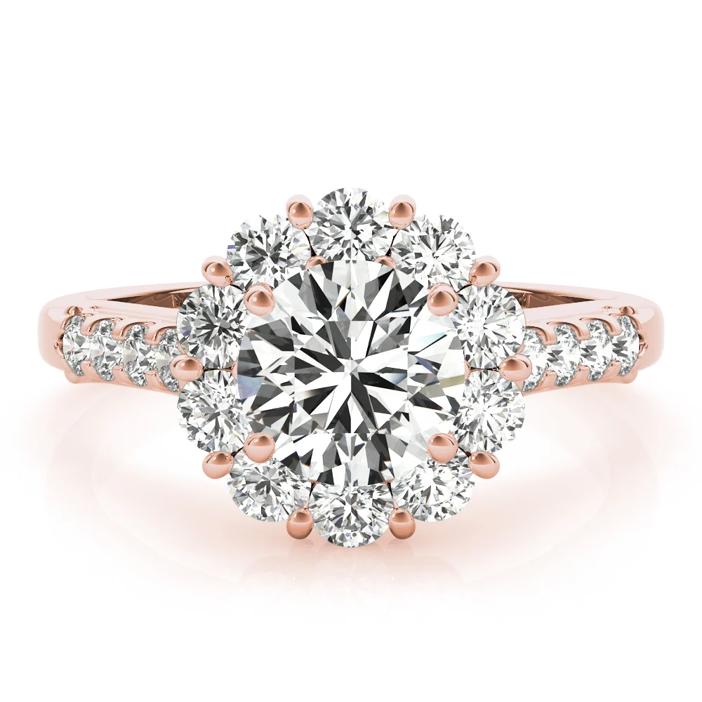 Single Row Prong Halo Engagement Ring - Image 12