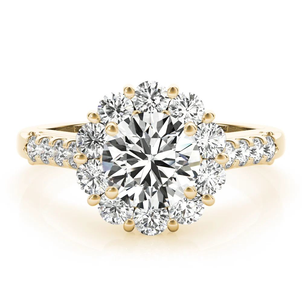Single Row Prong Halo Engagement Ring - Image 8
