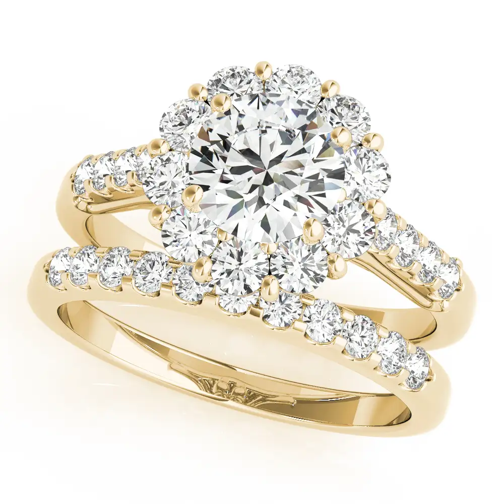Single Row Prong Halo Engagement Ring - Image 7