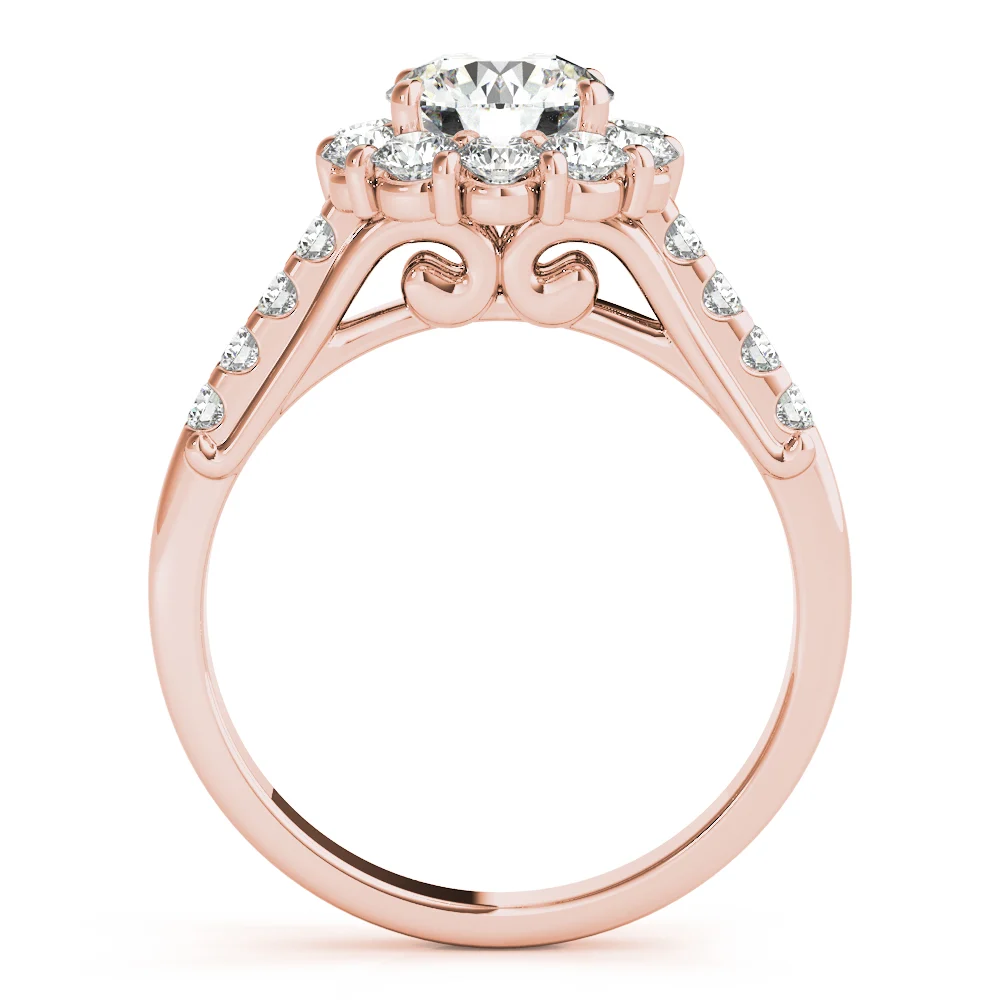 Single Row Prong Halo Engagement Ring - Image 10