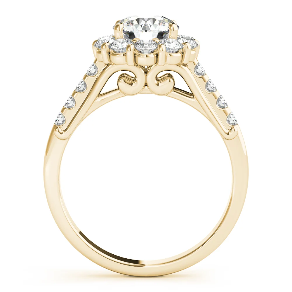 Single Row Prong Halo Engagement Ring - Image 6