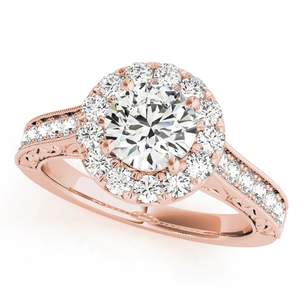 Vintage Halo Engraved Filigree Milgrain Engagement Ring - Image 7