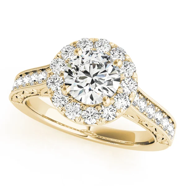 Vintage Halo Engraved Filigree Milgrain Engagement Ring - Image 4