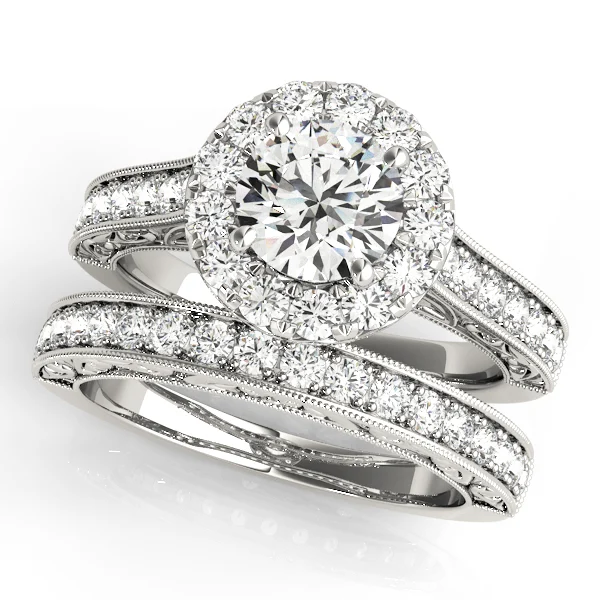 Vintage Halo Engraved Filigree Milgrain Engagement Ring - Image 3