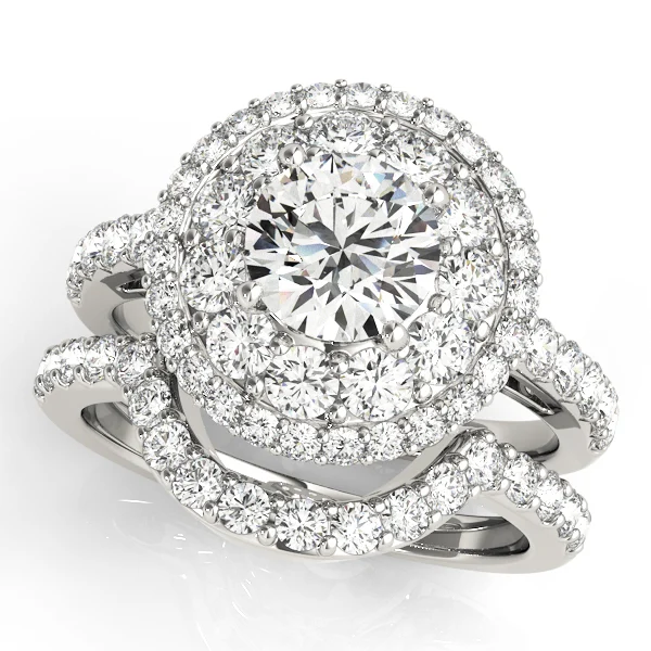 Single Row Double Halo Engagement Rings - Image 3