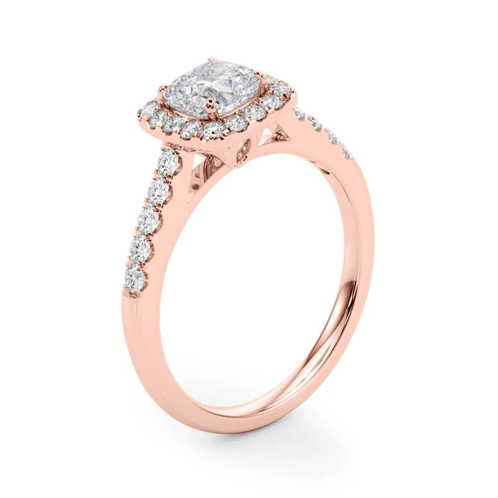 Single Row Halo Engagement Ring - Image 10