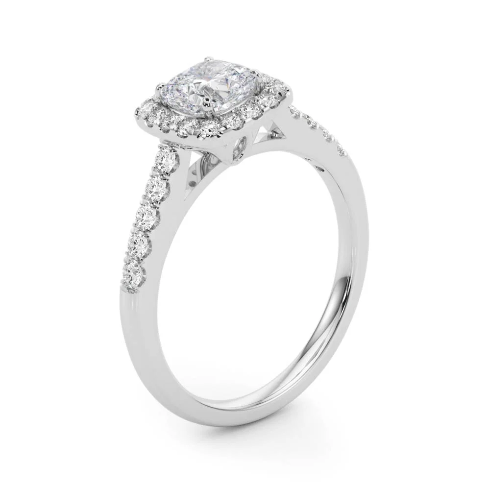 Single Row Halo Engagement Ring - Image 5