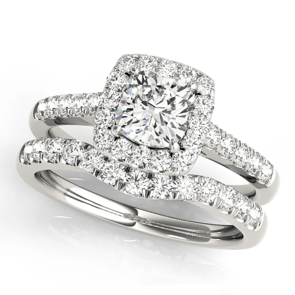 Single Row Halo Engagement Ring - Image 3