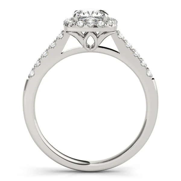 Single Row Halo Engagement Ring - Image 2