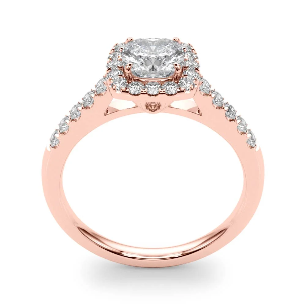 Single Row Halo Engagement Ring - Image 15