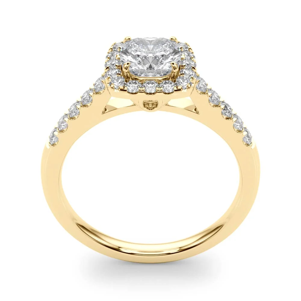 Single Row Halo Engagement Ring - Image 9