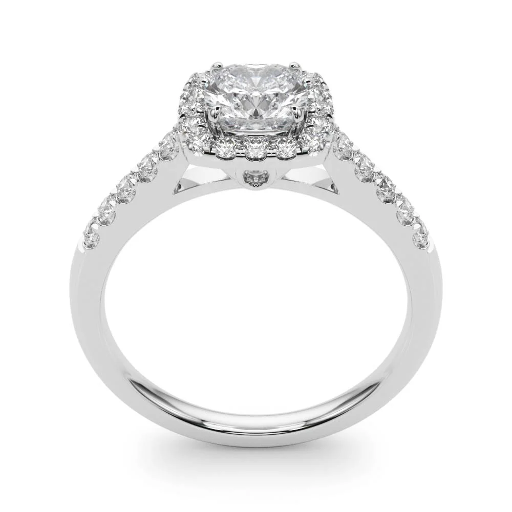 Single Row Halo Engagement Ring - Image 4