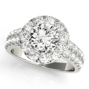 Double Row Pavé Round Halo Engagement Ring