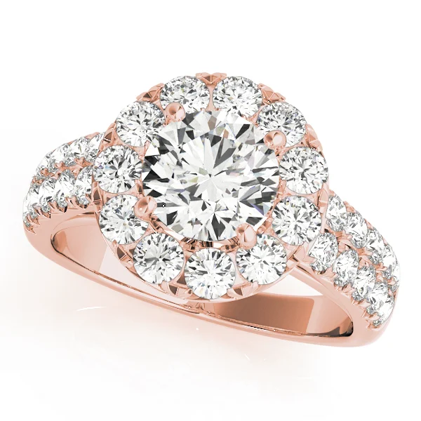 Double Row Pavé Round Halo Engagement Ring - Image 7
