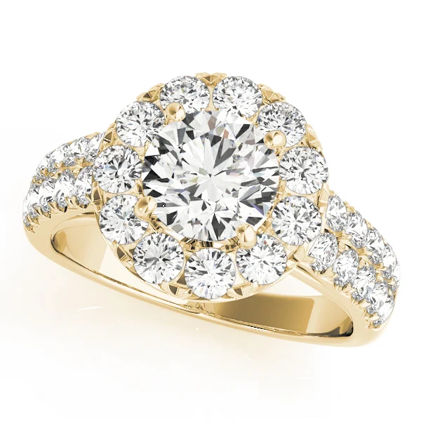Double Row Pavé Round Halo Engagement Ring - Image 4