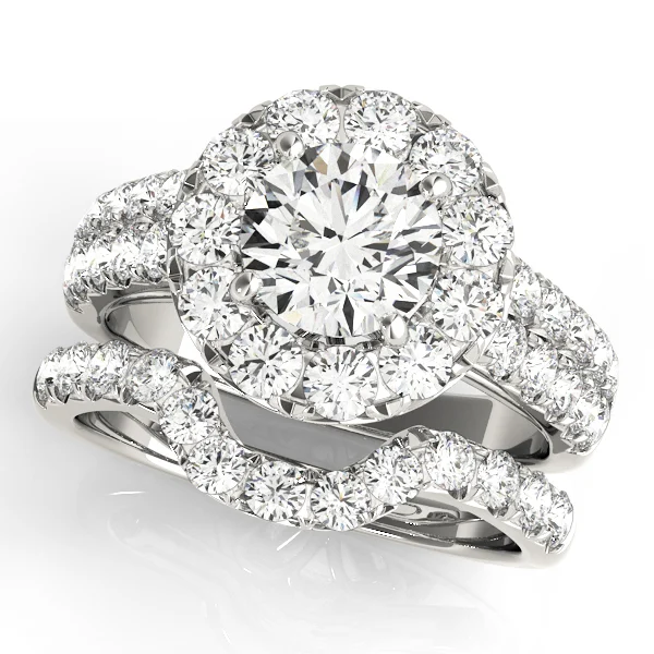 Double Row Pavé Round Halo Engagement Ring - Image 3