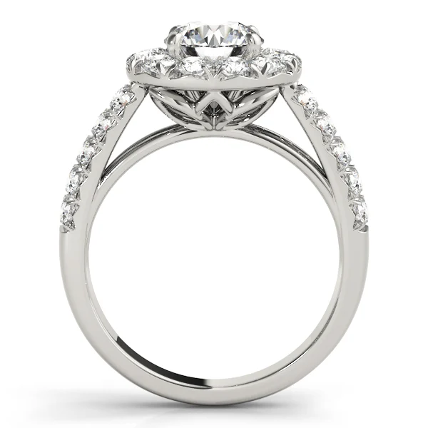 Double Row Pavé Round Halo Engagement Ring - Image 2