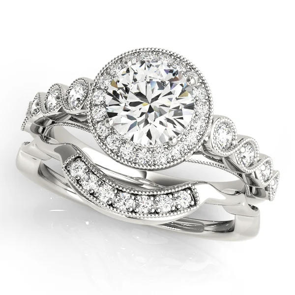 Vintage Infinity Milgrain Halo Engagement Rings - Image 3