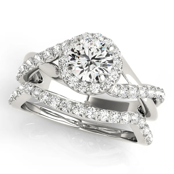 Bypass Twisted Shank Halo Engagement Rings - Image 3