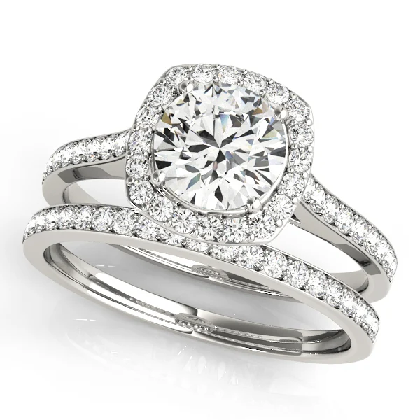 Single Row Halo Engagement Ring - Image 3
