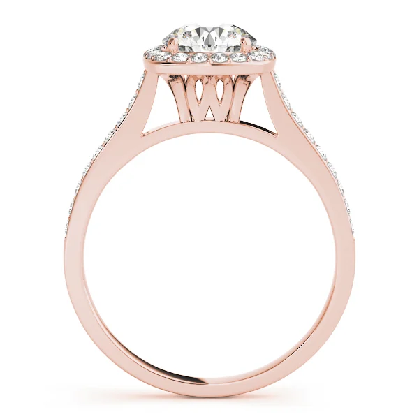 Single Row Halo Engagement Ring - Image 8