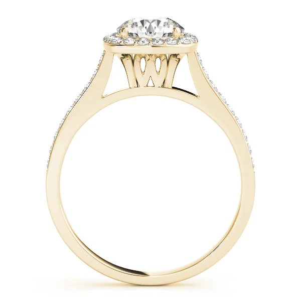 Single Row Halo Engagement Ring - Image 5