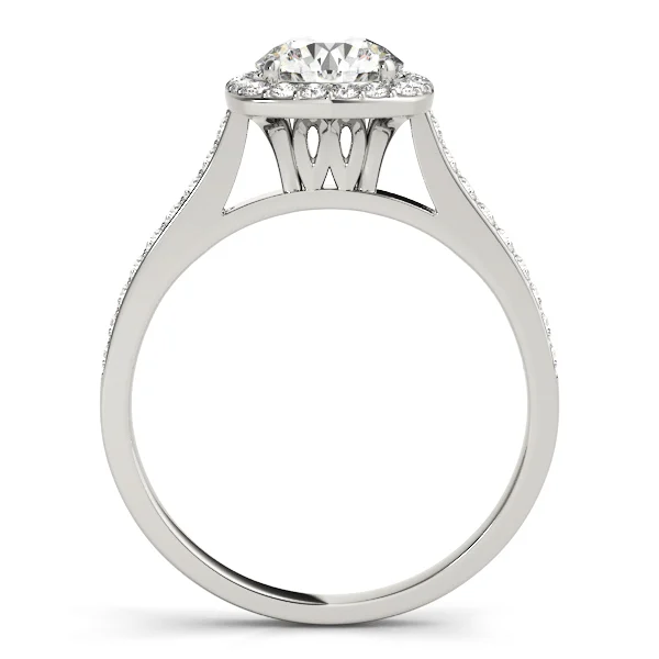 Single Row Halo Engagement Ring - Image 2